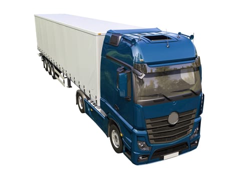 A modern semi-trailer truck isolated on white background