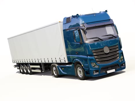 A modern semi-trailer truck on light background