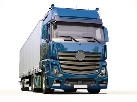 A modern semi-trailer truck on light background