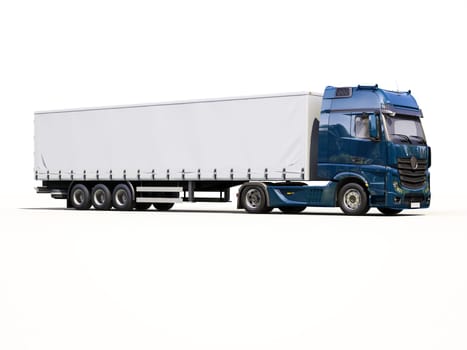 A modern semi-trailer truck on light background