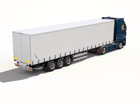 A modern semi-trailer truck on light background