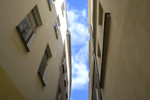 Houses in a narrow alley in Brandenburg