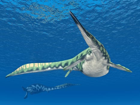 Computer-generated 3D illustration with the prehistoric marine reptile Hupehsuchus