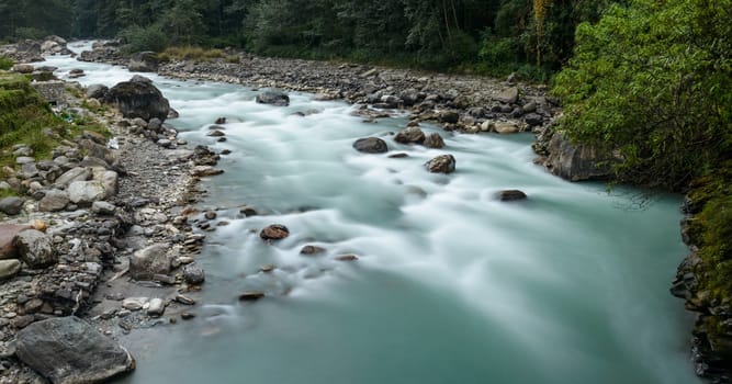 Mountain river in Nepal, long exposure