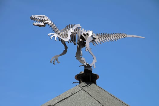 Dinosaur sculpture on an information pavilion on the Bückeberg
