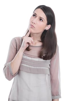 Thoughtful woman isolated and released in thought