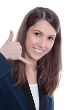 Woman in the call center with headset isolated on the hotline Woman in the call center with headset isolated on the hotline
