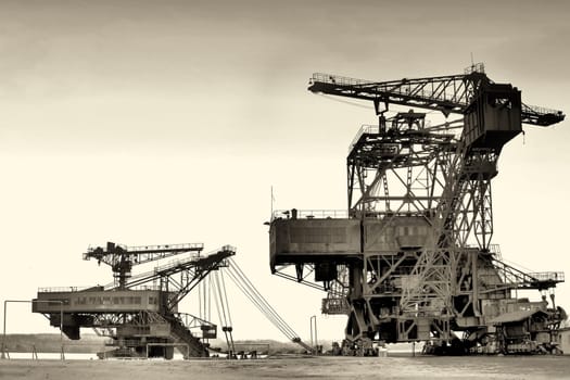 Overburden excavators in the Ferropolis opencast mine