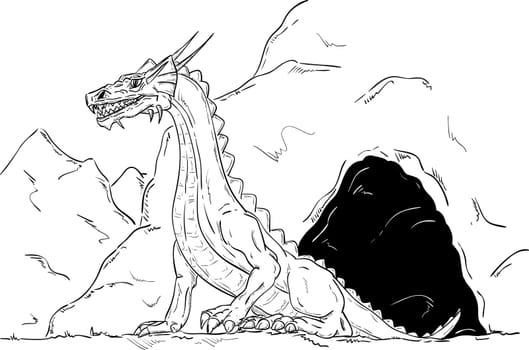 vector - big dragon going out cave