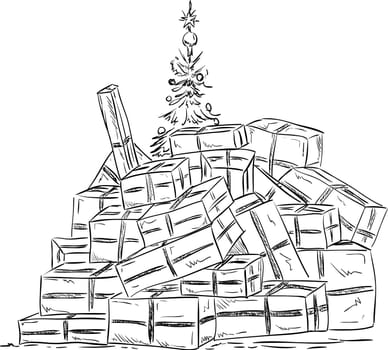 vector - too many gifts for Christmas