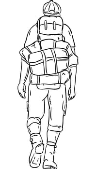 vector - hiker on the trip, isolated on background