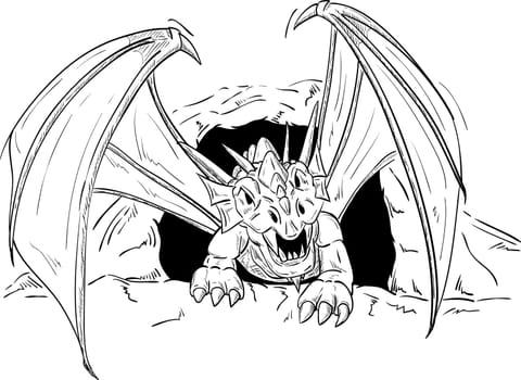 vector - dragon with wings , isolated on background