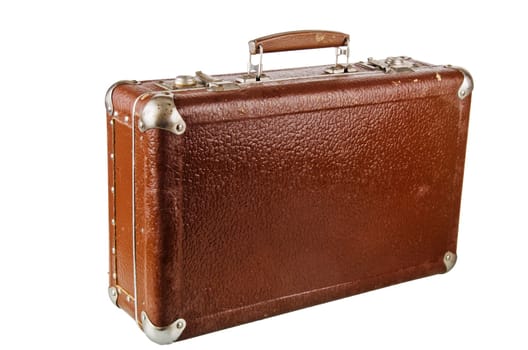 Old cardboard suitcase, isolated on white