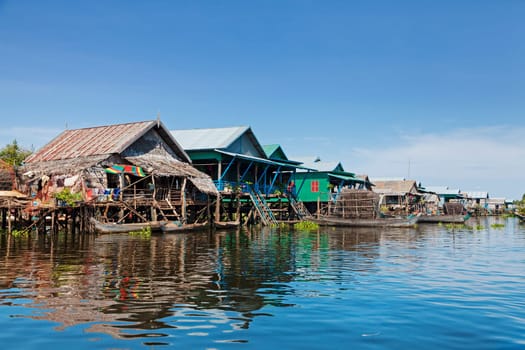 Floating fishing village Kampong Phluk on Tonle Sap Lake in Cambodia