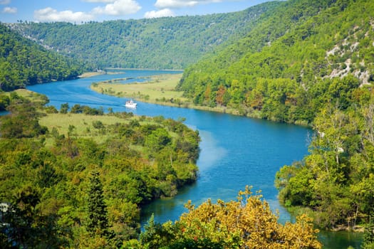 Scenic view of Krka River in Krka National Park, Croatia