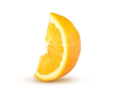 Ripe orange with a green leaf on a white background