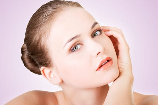 beautiful face of spa woman with healthy clean skin.