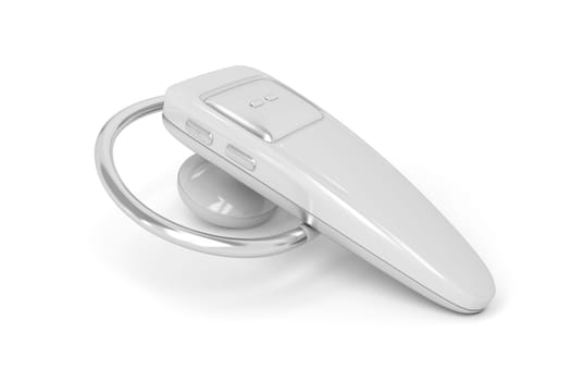 White bluetooth headset on white background