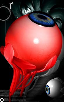 Digital illustration of eye in colour background