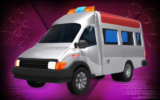 Digital illustration of ambulance in colour background