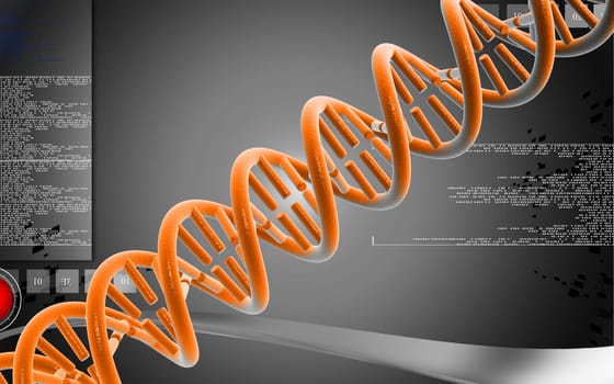 Digital illustration DNA structure in colour background