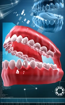 Digital illustration of Mouth in colour background