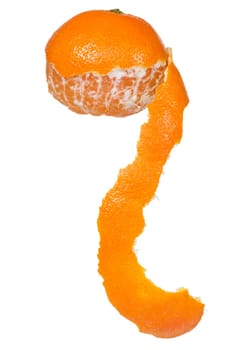.Peeled sweet tangerine or mandarin fruit. Isolated on white background