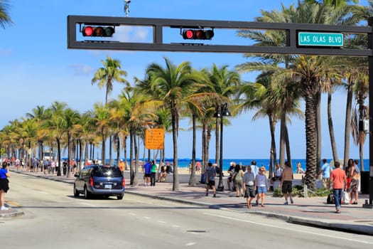 FORT LAUDERDALE, FLORIDA - FEBRUARY 3: Las Olas Boulevard has restaurants that serve food outdoors, shopping opportunities, art galleries, museums and more February 3, 2013 in Ft Lauderdale, Florida.