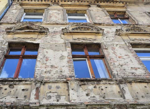old façade with war damage in Brandenburg