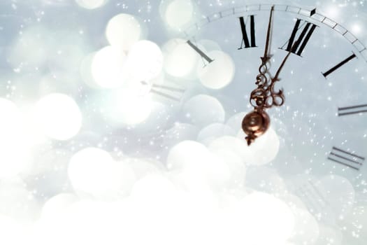 New Year's at midnight and holiday lights