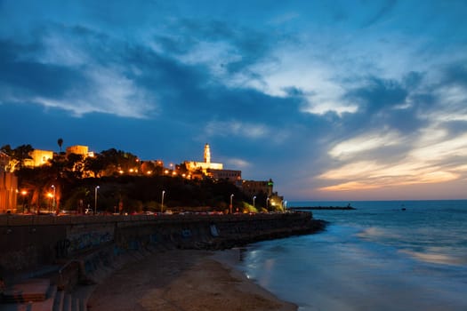 Scenic view of historic Jaffa, Israel at sunset