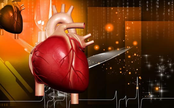 Digital illustration of heart in colour background