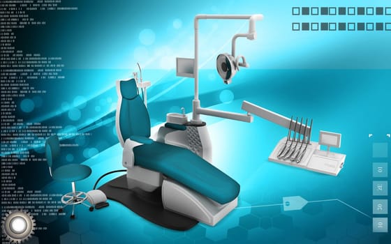 Digital illustration of Dental unit in colour background