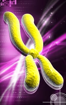 Digital illustration of chromosome in colour background