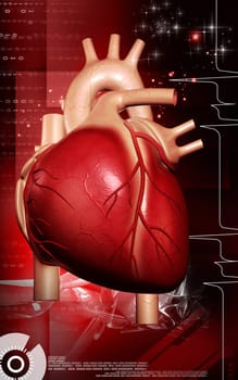 Digital illustration of heart in colour background