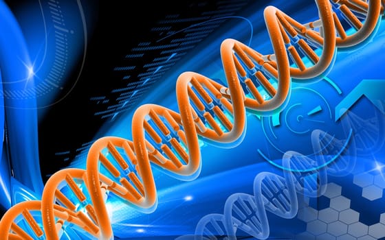 Digital illustration DNA structure in colour background
