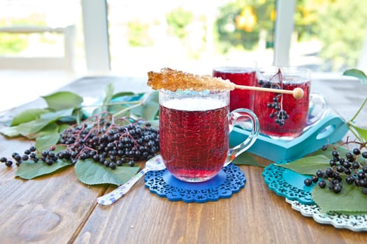 Fruit tea with fresh elderberries