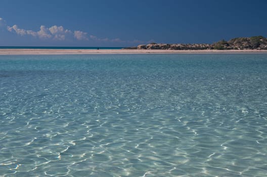 The transparent waters of Elafonisi in Crete island