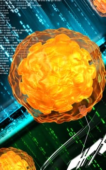 Digital illustration of Polio virus in colour background