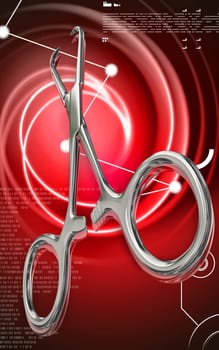 Digital illustration of surgical scissors in colour background