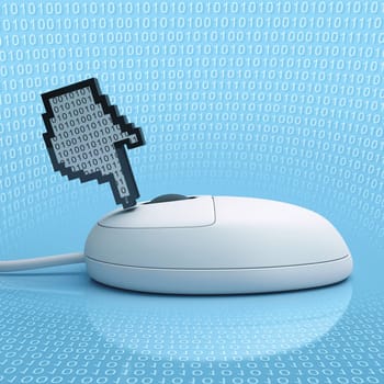 Hand binary pressing the left mouse button.