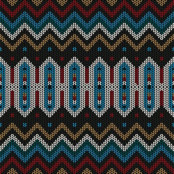 Ornamental folk knitted textile, seamless pattern.