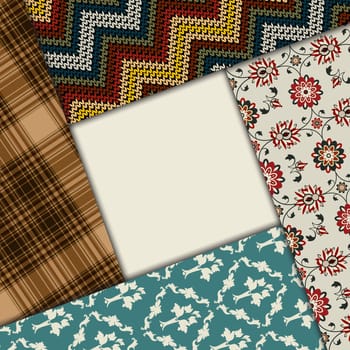 Textile design template with various materials