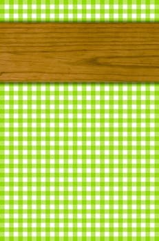 Tablecloth pattern green white with wooden board