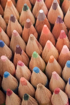 Several colored pencil like a fish scale.