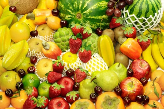 Several variety of fruits. The most common fruits of the world.