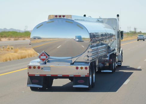 Truck hauling fuel on the highway.