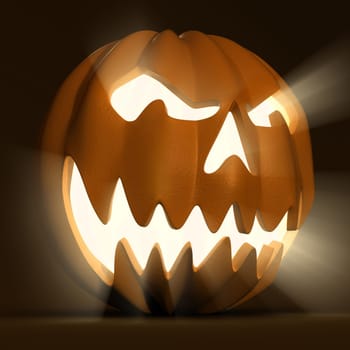 Illustration of 3D pumpkin carved for Halloween.