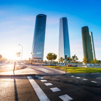 four modern skyscrapers (Cuatro Torres) Madrid, Spain