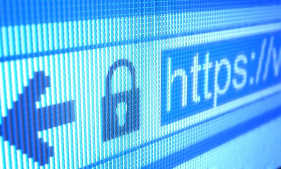 Internet address protected showing on lcd screen.